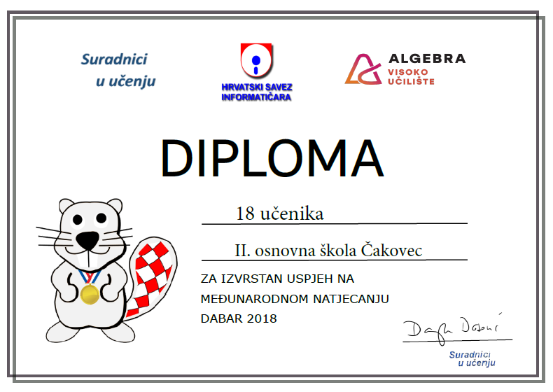 Diploma Zlatni Dabar 2018.