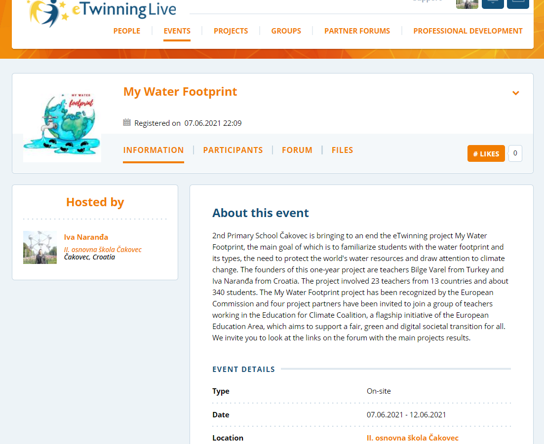 eTwinning Live Event My Water Footprint