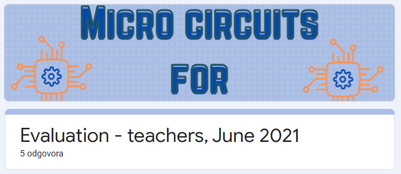eTwinning projekt Micro circuits for Mega solutions - rezultati evaluacije - učitelji