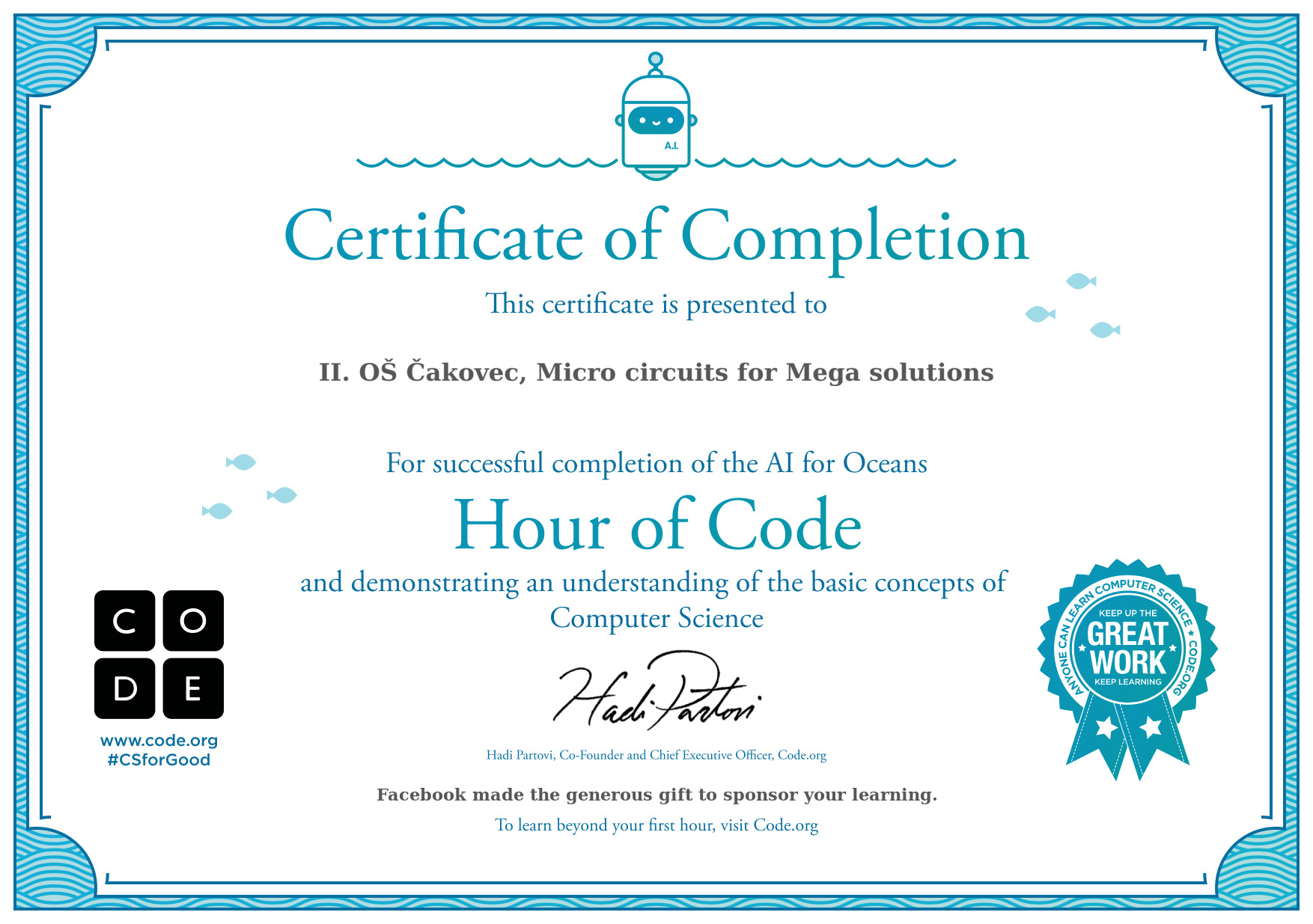 AI for Oceans certificate