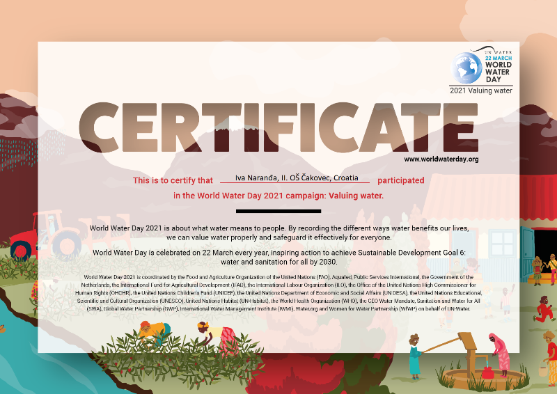 World Water Day certificate