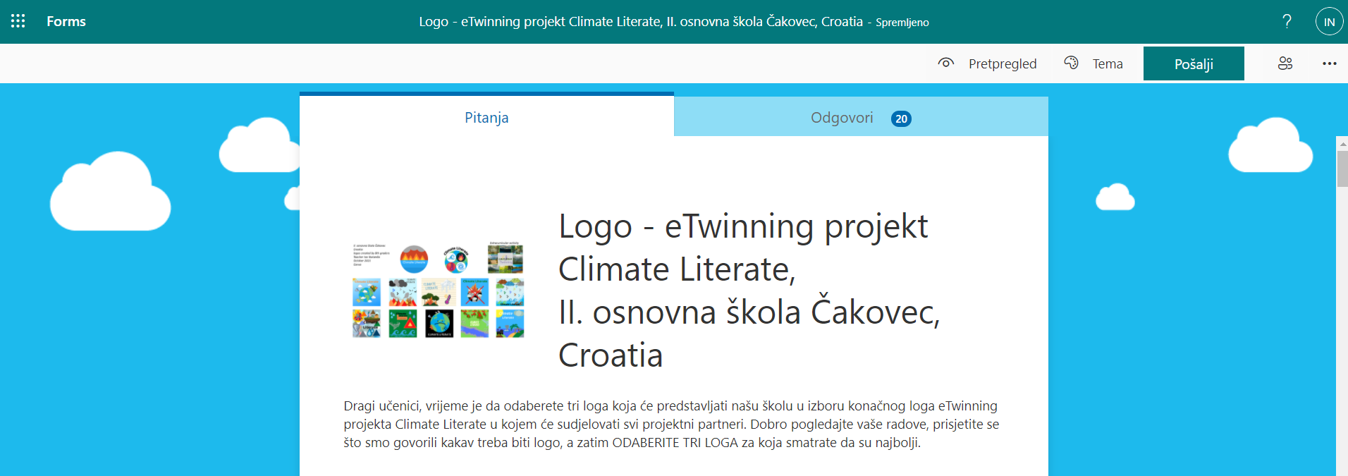 eTwinning project Climate Literate - MS Forms - logo