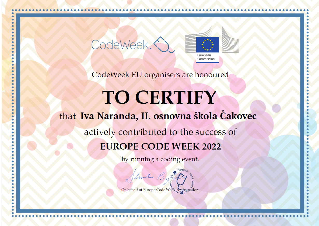 CodeWeek 2022 certificate