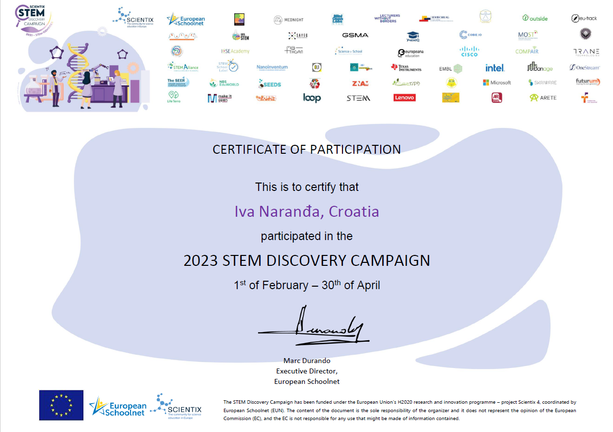 STEM DC 2023 certificate