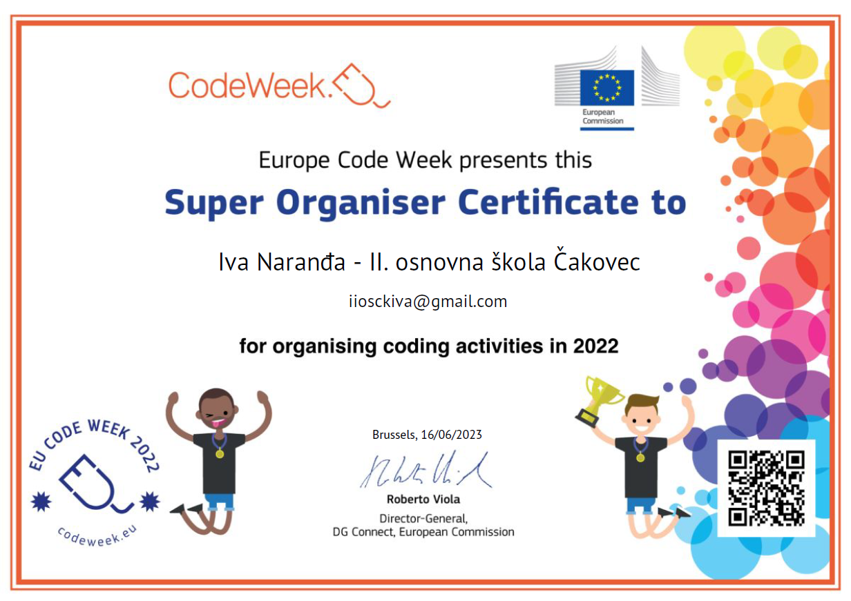 CodeWeek 2022 Super Organiser Certificate