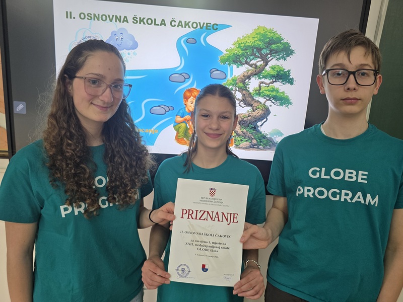 Globovci II.OŠ Čakovec osvojili 1. mjesto na Međužupanijskoj smotri i natjecanju hrvatskih GLOBE škola